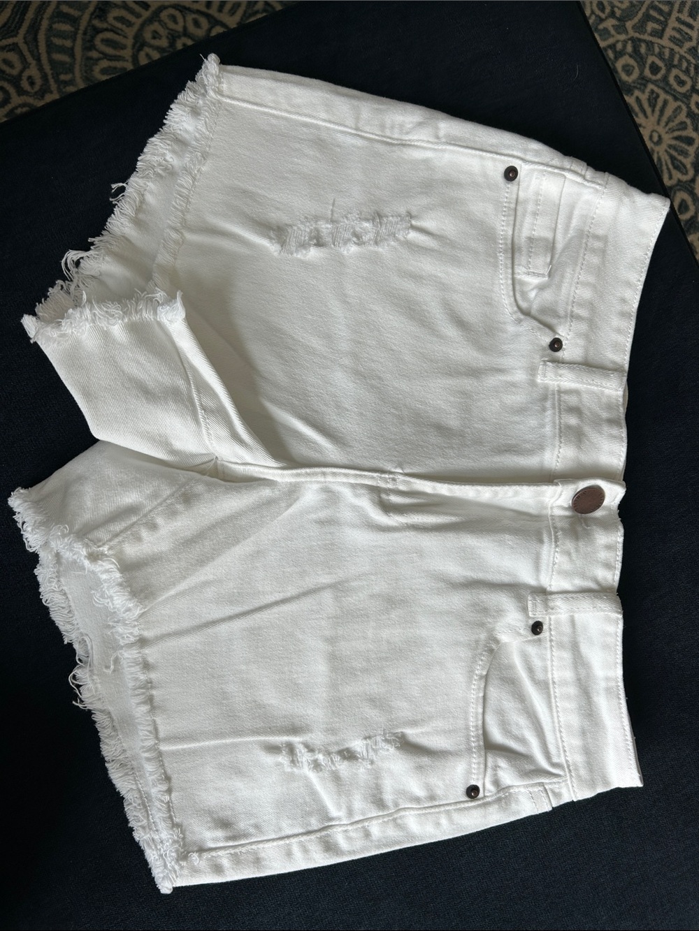 O'Neill White Frayed Hem Denim Shorts